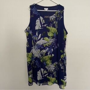 Chloe + Rene Floral Dress Women’s Plus Size 3X Blue Floral Tropical Dress NEW